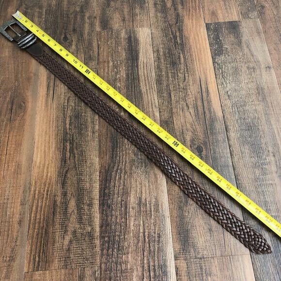 Vintage Woven Leather Belt Ornate Floral Buckle Jennifer Graham Size Small Brown - Picture 10 of 13